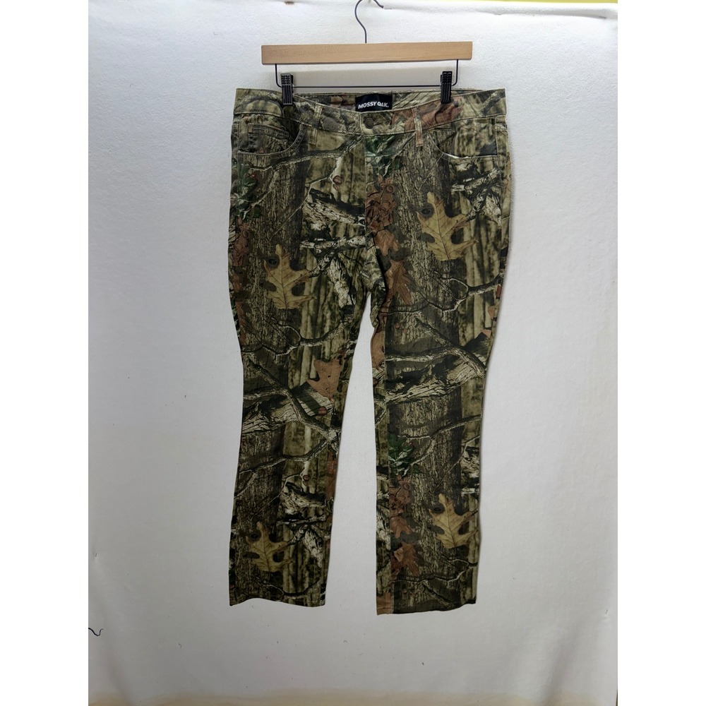 Mossy Oak Camo Pants Women 14 Green  Straight Leg Stretch Hunting 3494